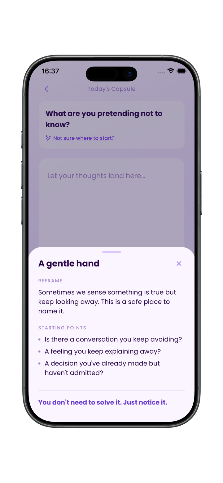 A gentle three-layer hint sheet that helps you sit with vulnerability and start writing your daily reflection
